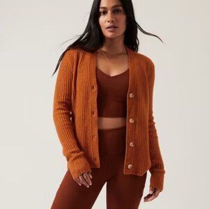 Athleta Merino Blend Cardigan, burnt orange, size small
